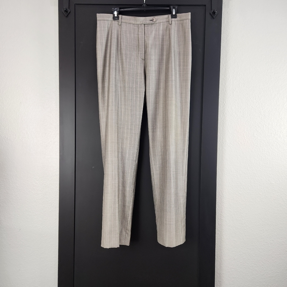 BERNARD ZINS FOR SAKS FIFTH AVENUE STRIPED WOOL/ SILK PANTS SIZE 10